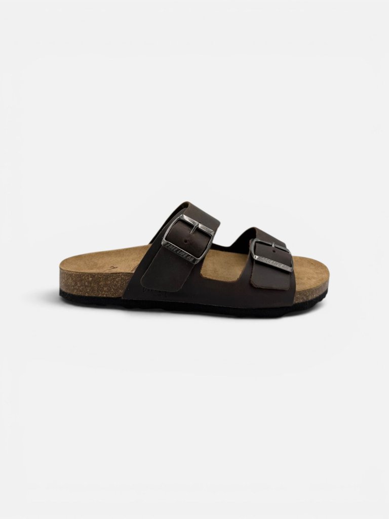 Sandale Dama din Piele Naturală cu Talpă din Plută – Maro Închis